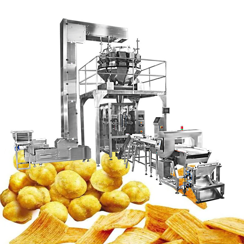 CE Automatyczna waga wielogłowicowa Pionowa maszyna pakująca Żywność / Popcorn / Chipsy ziemniaczane