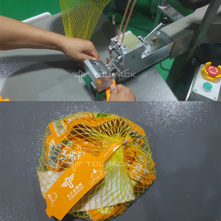 Semi-Auto Banana Carrot Packing Machine For Mesh Net Bag Weighing Counting Netting Clipping