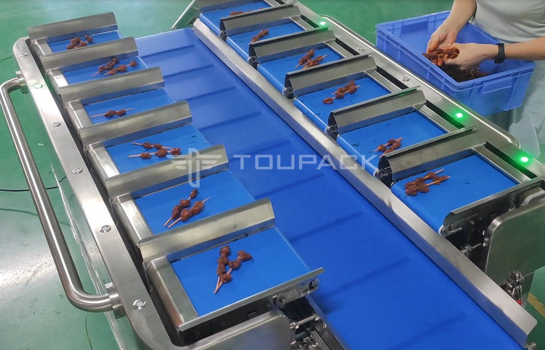PLC Elektroniczne wagę Stek ryby Kurczak Morze Shrimp kiełbasy Waga Wielogłowice Pasy karmiące Kombinacja