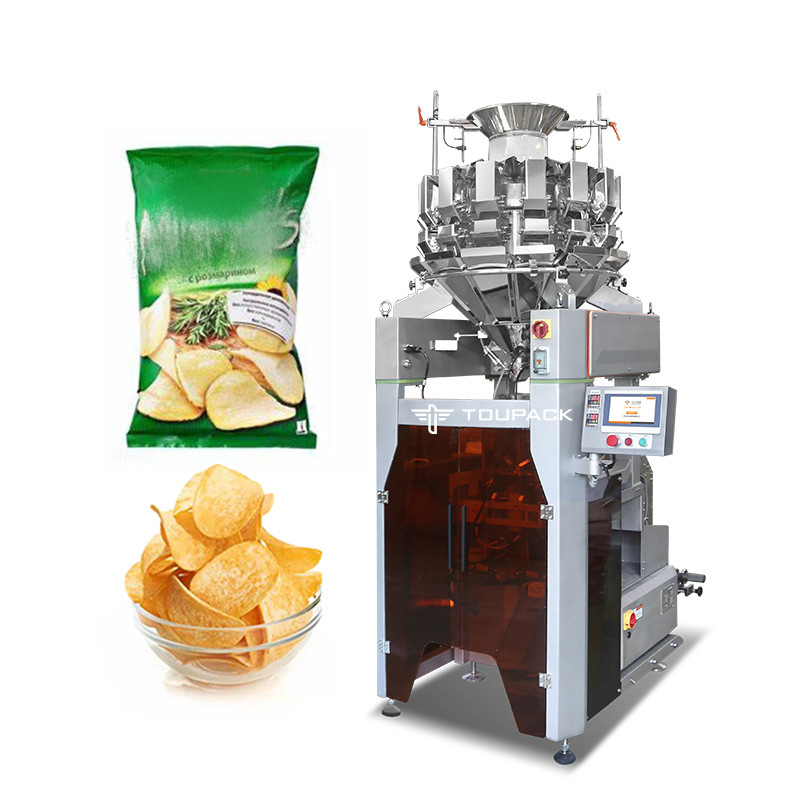Wysokiej prędkości 120BPM worek z paczką chipsy ziemniaczane przekąski Vertical Packing Machine Automatic Weighing & Packing Machine