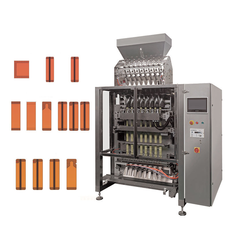 W pełni automatyczna maszyna Vffs do pakowania i napełniania keczupem, wielotorowa, pionowa, 4-stronna maszyna do pakowania saszetek z sosem pomidorowym