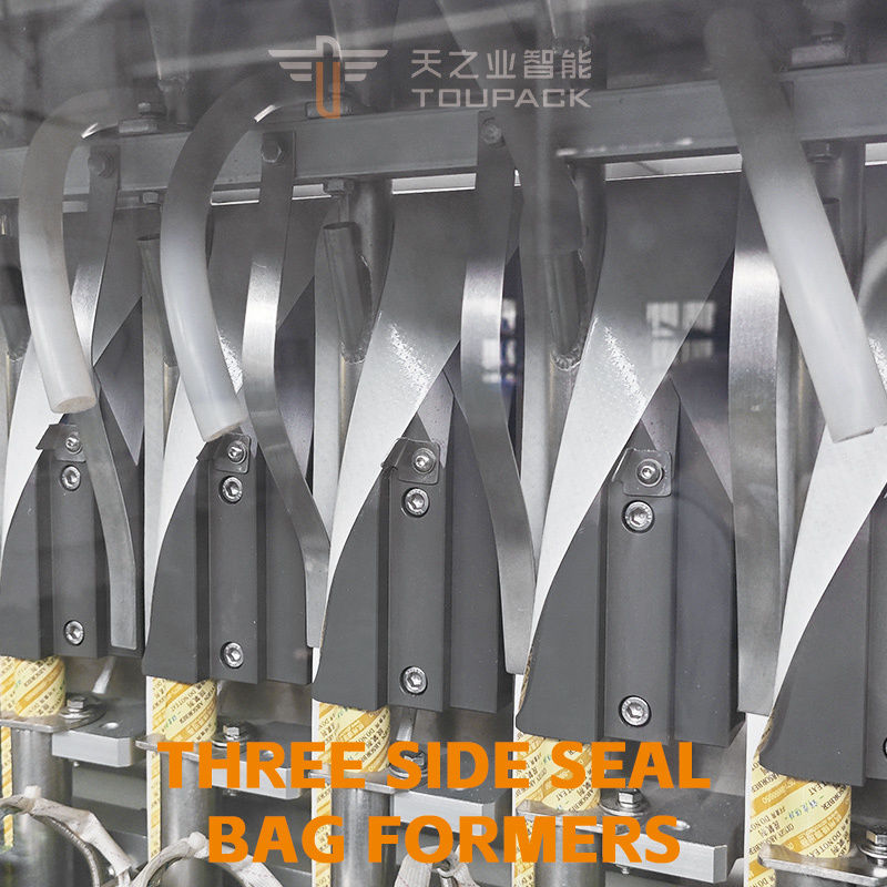 W pełni automatyczna maszyna Vffs do pakowania i napełniania keczupem, wielotorowa, pionowa, 4-stronna maszyna do pakowania saszetek z sosem pomidorowym