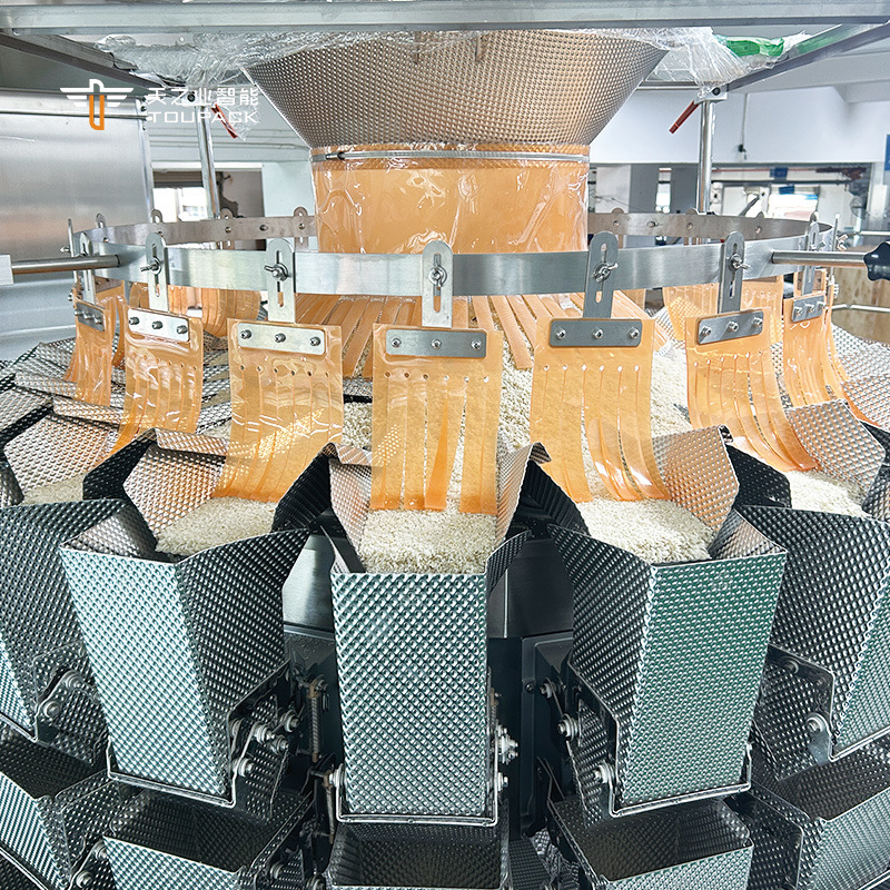 Przemysłowe Wagi Wielogłowicowe Sprzęt Pakujący Popcorn Przekąski Cukier Ciastka Kawa Ciasteczka Zgrzewanie Worków Foliowych Linia Pakująca