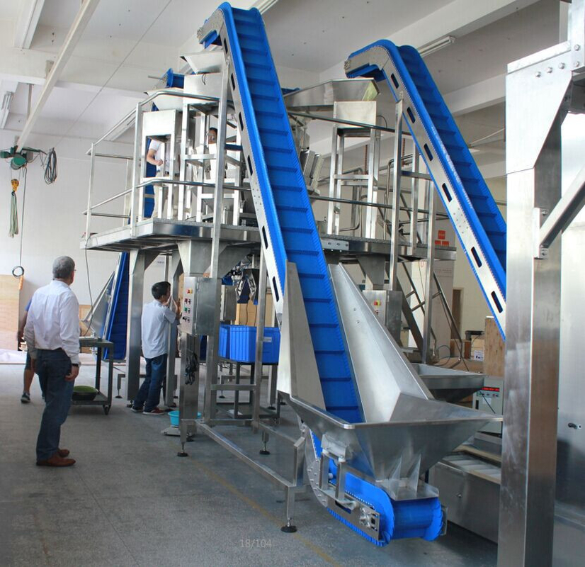 1.1KW Przenośnik pochyły S Kształt Winda Ze stali nierdzewnej 200L Podłączony lejek